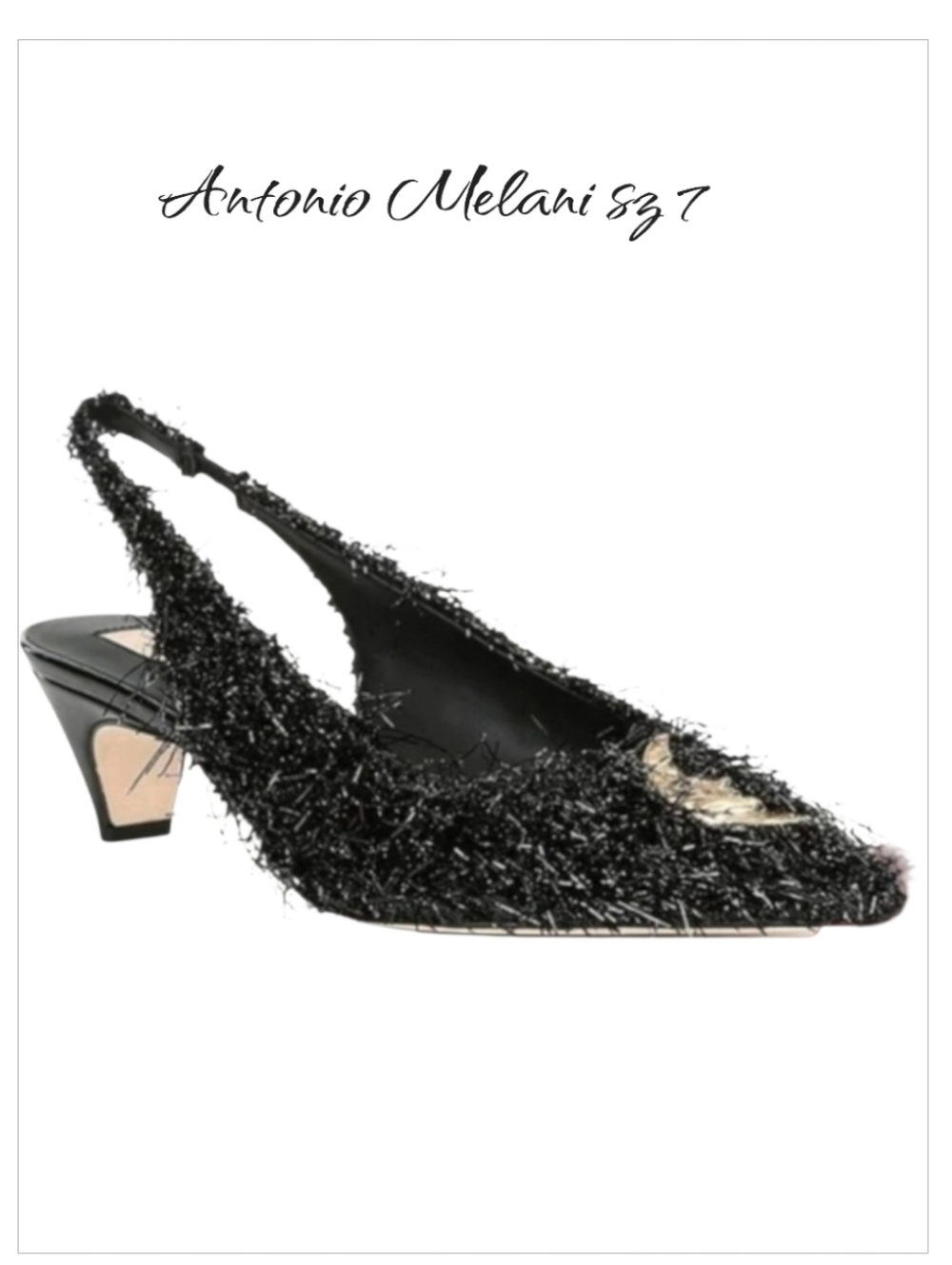 Antonio Melani Elizabeth Damrich Moon Boucle Slingback Black Pump 7 New